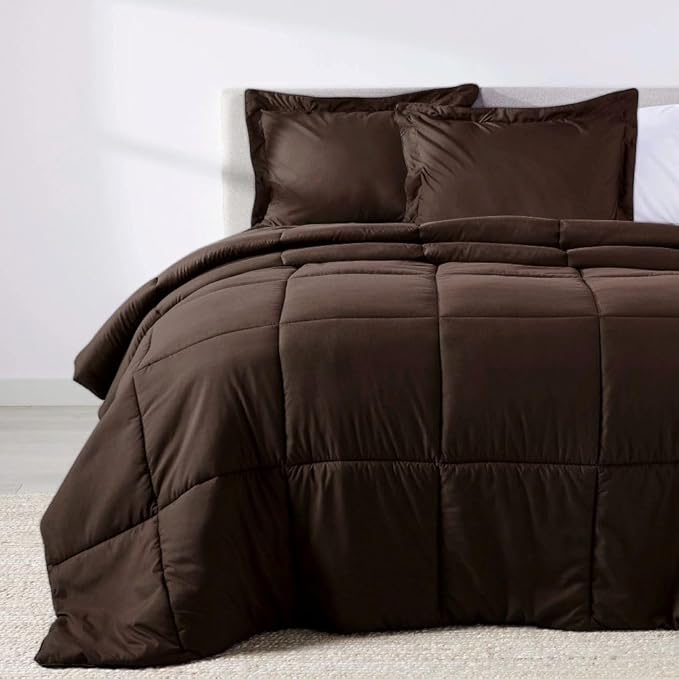 PeachSkinSheets Night Sweats: The Original 1500TC Soft Super Twin/XL Twin Oversized Comforter Set Chocolate