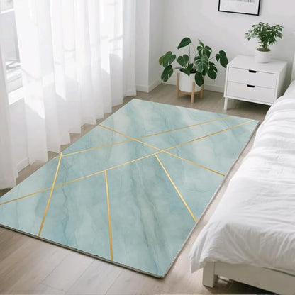 Minimalist Marble Rug - 4x5 Rug, Abstract Line Marble Area Rugs, Modern Geometric Outdoor Rugs, Washable & Non Slip Carpet Home Decor