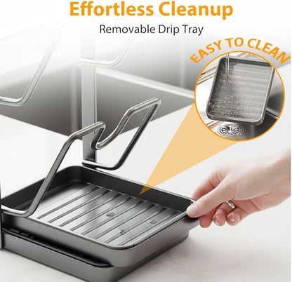 Kitchen Pot Lid Storage Rack, Multifunctional Utensils Pan Pot Cover Lid Rack Shelf for Pots Lids, Spatulas Multifunctional Kitchen Pot Lid Organizer for Countertop (Cream White Double Layer)