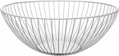 IBWell Wire Fruit Basket Fruit Bowl Kitchen Fruit Basket Stand Fruit Bowls for the Counters Metal Fruit Bowl (Bowl) (White)