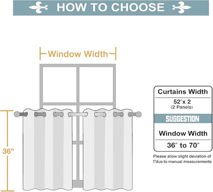 ChrisDowa Small Window Curtains for Kitchen and Bedroom - Grommet Short Thermal Insulated Room Darkening Curtains (2 Panels, Dark Grey, 52 x 36 Inch)