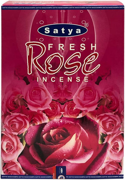 Fresh Rose Incense Sticks and Incense Stick Holder Bundle Insence Insense Satya
