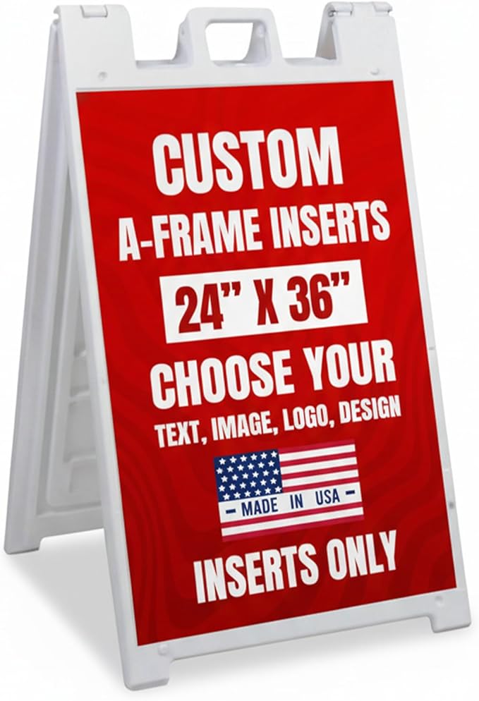 Custom A-Frame Sign Inserts by BCB Print - Durable & Weather-Resistant Plastic Panels | Custom Print Inserts for Sidewalk Boards, Restaurants, Retail & Event Signage | 24"x36"