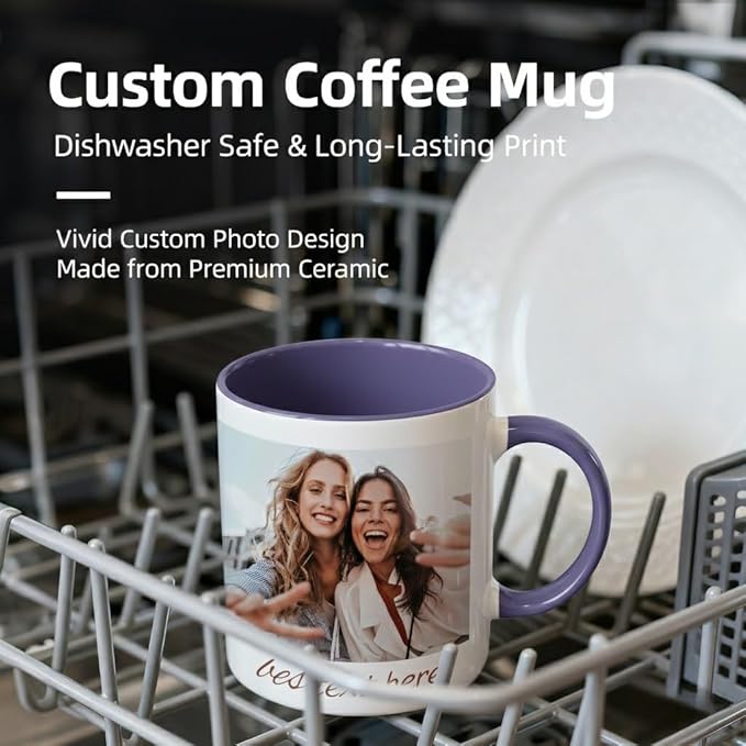 G9W168 Custom Coffee Mug, Customizable Coffee Cups with Pictures Personalized Ceramic Mug for Gifts Novelty Personalized Mugs for Friends (Purple)