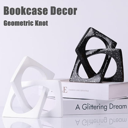 XMGZQ White Knot Statue for Coffee Table Centerpiece Decor,Modern Abstract Art Geometric Sculpture and Figurines, Home Decor Accent,Cube Knick Knacks for Shelves,Bookshelf,Entryway,Floating