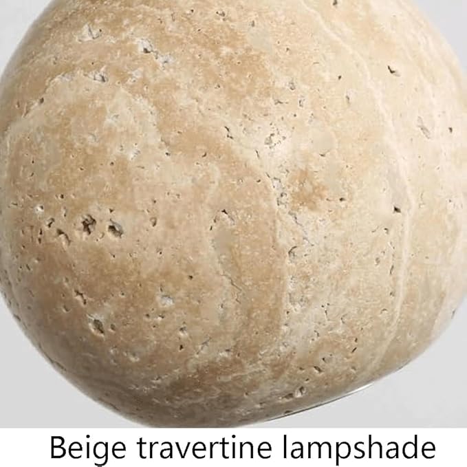 Modern Minimalist Nordic Lighting Fixture Spherical Travertine Walnut Wood Pendant Light Adjustable Hanging Lamp for Bedroom Bedside Dining Room Study