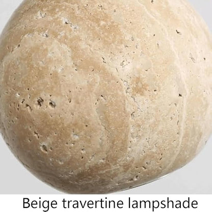 Modern Minimalist Nordic Lighting Fixture Spherical Travertine Walnut Wood Pendant Light Adjustable Hanging Lamp for Bedroom Bedside Dining Room Study