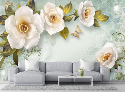 Modern Simple and Stylish Floral Wallpaper, Chinese Style Wall murals, Large Wall Background Decoration(Non-self-Adhesive)