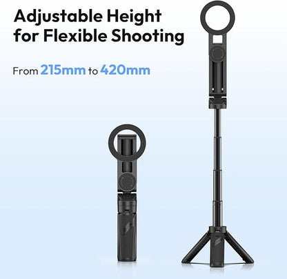 ULANZI JJ03 Magnetic Tripod for Phone with Remote Control, 3-in-1 Selfie Stick Handle Grip 360° Rotation Extendable Stand for iPhone Android Phones, for iPhone 17 16 15 14 13 12 Series