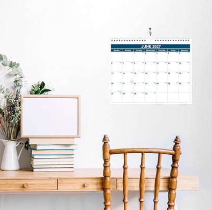 Calendar 2026-2027 - Monthly Wall Calendar from January 2026 - June 2027, Spiral Binding Hanging Wall Calendar 2026 for Home/Office, 8.5" x 11", Blue