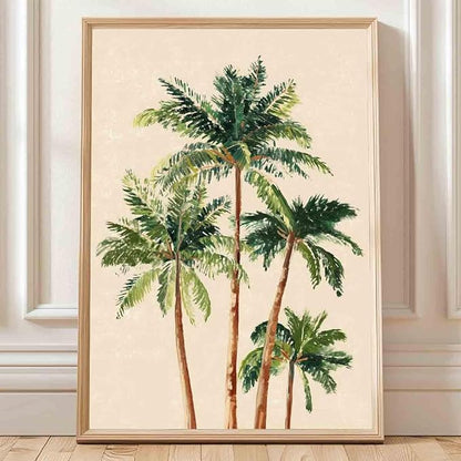 Palm Tree Wall Art Tropical Beach Wall Art Tropical Scenery Summer Beach Poster Green Plants Pictures Watercolor Tree Prints Aesthetic Modern Abstract Painting Living Room Decor 16x24inch No Frame