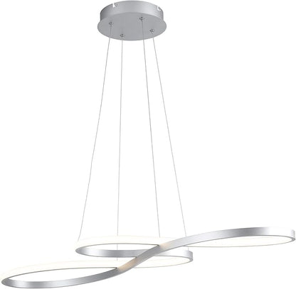 Modern LED Chandelier Dining Room Pendant Light Dimmable Creative Chandelier Remote Control Color/Brightness 3000-6000K Adjustable Hanging Lamp for Bedroom Living Room Kitchen 60W (Silver)
