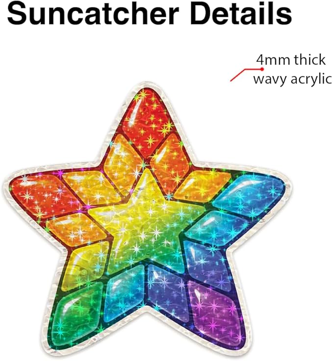 Vibrant Star Mosaic Acrylic Suncatcher, Window Hanging Sun Catcher Ornament, Crystal Prism Light Catcher Decor, Sunlight Window Decor, Aesthetic Home Decor Gift