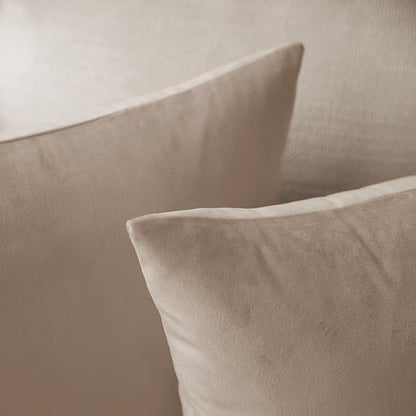 Set of 2 Velvet Throw Pillow Covers for Couch and Bed - 18"x18", Oatmeal