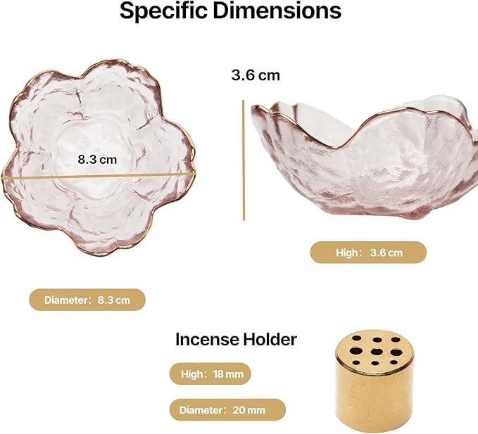 Incense Holder for Sticks,Handmade Ash Catcher Glass Bowl with 9 Holes Incense Holder for Home Décor, Meditation, Yoga,SPA Decor,Easily Grab All Incense Ash