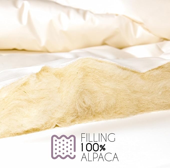 Twin Lightweight 100% Fine Alpaca Duvet - Premium Cotton Cover, 2,89 lb Filling, Ideal for Summer, Breathable & Temperature -Regulating, 70 x 92 inches