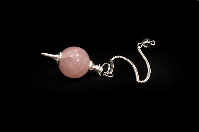 L PEDRA & CRYSTAL Crystal Ball Pendulum – Polished Gemstone Sphere with Chain for Dowsing, Divination, or Decor | Ball-Shaped Crystal Pendant for Energy Work & Display (Rose Quartz Ball Pendulums)