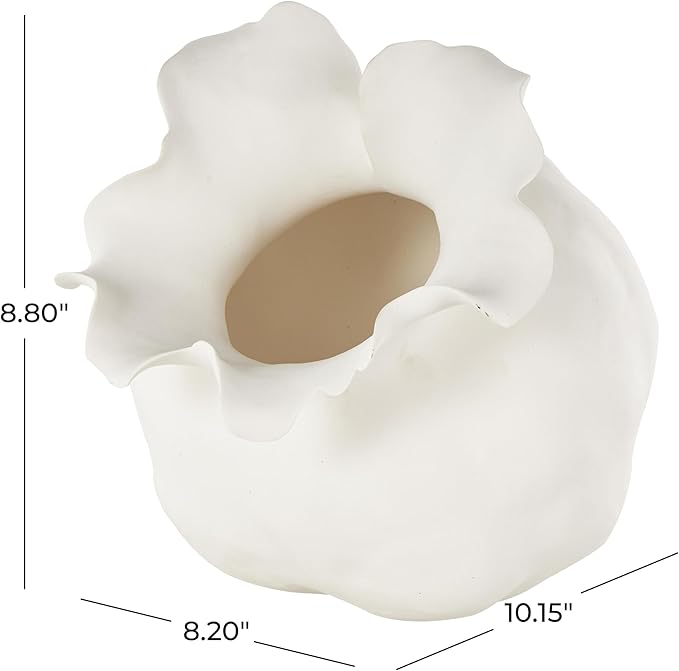 Deco 79 Ceramic Floral Decorative Vase Abstract Floral Inspired Centerpiece Vase, Flower Vase for Home Decoration 8" x 10" x 9", Cream