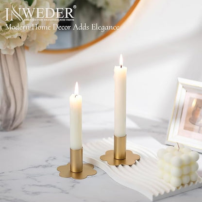 Candlestick Holders Taper Candle Holders: 6Pcs Gold Candlestick Holder Table Brass Candlestick Holders Candle Sticks Holder Decor Home Flower Candle Holder Wedding Cute Small Candle Holders