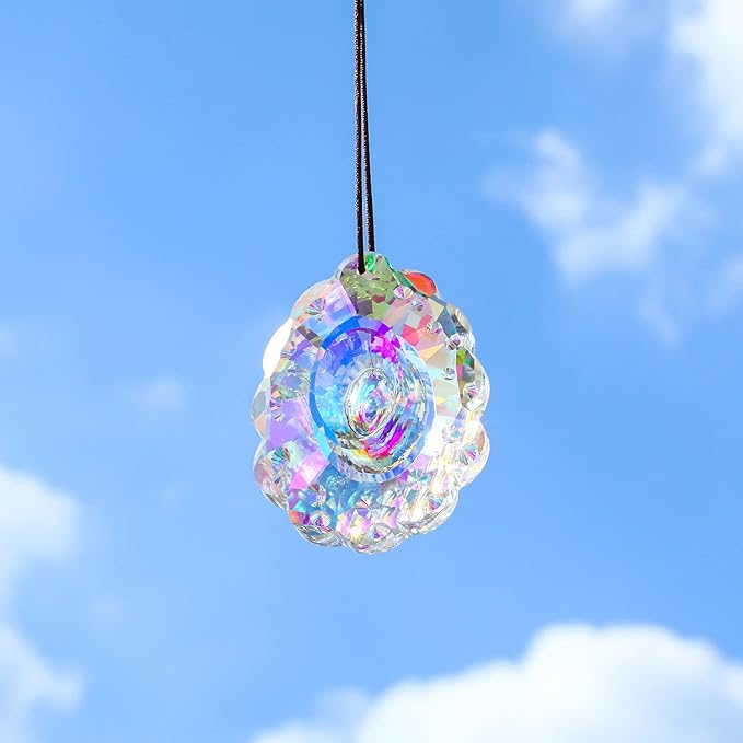 76mm Colorful Crystal Peacock Prism Sun Catcher Rainbow Pendants Maker, Hanging Crystal Prisms for Windows, for Feng Shui, for Gift