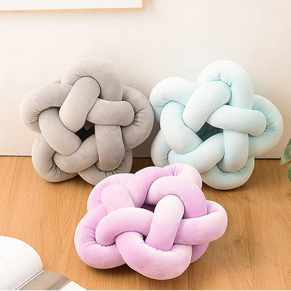 Knot Plush Throw Pillow Handmade Knotted Star Pillow Soft Sofa Lumbar Cushion Stuffed Ball Cushion Home Office Children Room Decor, Fuchsia