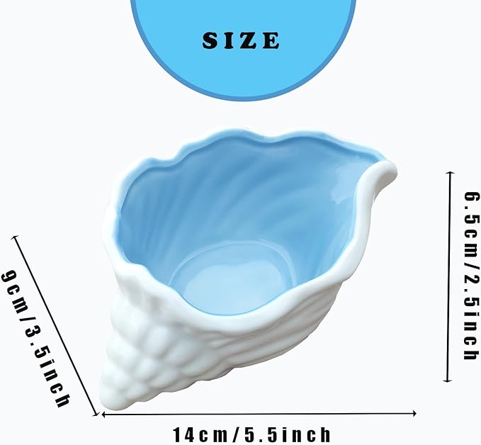 Ceramic Conch Shell Jewelry Dish Tray Blue Shell Jewelry Holder Seashell Trinket Dish Earring Ring Dish Holder Ocean Coastal Decor Jewelry Plate Tray Key Bowl for Christmas Room Beach Decor