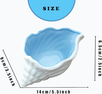 Ceramic Conch Shell Jewelry Dish Tray Blue Shell Jewelry Holder Seashell Trinket Dish Earring Ring Dish Holder Ocean Coastal Decor Jewelry Plate Tray Key Bowl for Christmas Room Beach Decor