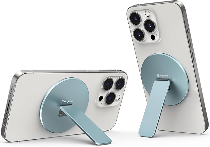 Magtame Magnetic Phone Stand Grip for Magsafe, Utral-Thin Snap-on Phone Holder, Kickstand, & Grip, Foldable & Adjustable for Hands-Free Viewing | Compatible with Phone 16 15 14 13 12 Pro, Blue