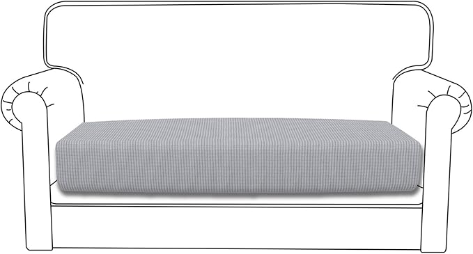 Easy-Going Stretch Loveseat Cushion Cover Sofa Cushion Furniture Protector Sofa Seat Sofa Slipcover Sofa Cover Soft Flexibility with Elastic Bottom(Loveseat Cushion, Silver Gray)