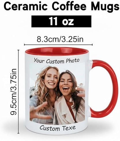 G9W168 Custom Coffee Mug, Customizable Coffee Cups with Pictures Personalized Ceramic Mug for Gifts Novelty Personalized Mugs for Friends (Red)