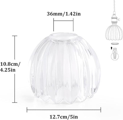 Tulip Lamp Shades Replacement, 5" Dia. * 4.25" H Clear Glass Sconce Shade Heavy and Thick for Wall Sconces Pendant Lights Ceiling Lights Chandelier,1 Pack