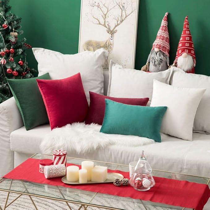 MIULEE Velvet Throw Pillow Covers 12x20 Inch, Pack of 2 - Pure White, Soft Solid Lumbar Decorative Pillow Covers Modern Luxury Home Decor for Spring Couch Sofa Bedroom Livingroom