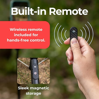 Magnetic Tripod & Selfie Stick with Bluetooth Remote | Foldable Travel Stand for iPhone 12/13/14/15 | 180° Adjustable Head, Locking Legs, Phone Clip Included