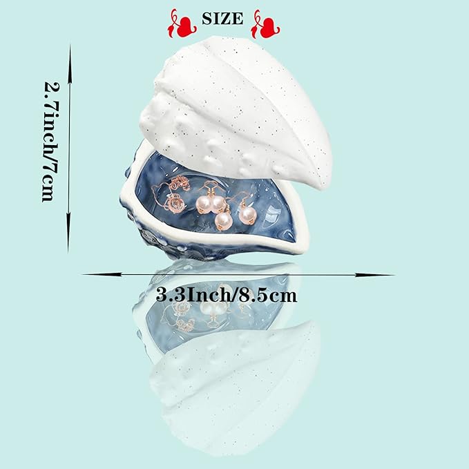 Shell Ring Holder for Jewelry, Ceramic Jewelry Dish, Trinket Tray Candy Dishes, Jewelry Tray Jewelry Plate Small Key Bowl for Entryway Table Birthday Home Party Decor (K STYLE)