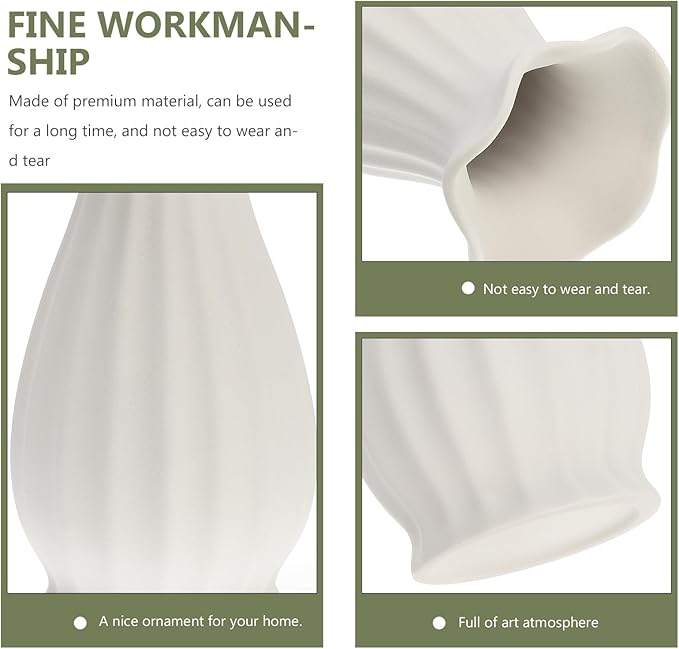 Garneck Ceramic Flower Vase Matte White Decorative Flower Holder Artistic Vase for Home Office Desktop Indoor Floral Arrangement