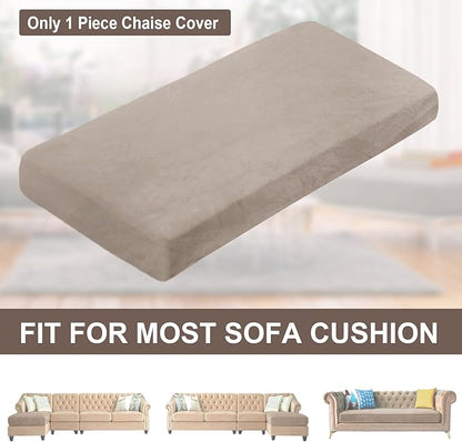 NAISI Sectional Couch Cover 1 Piece Velvet Separate Chaise Lounge Cover Soft Stretch Sofa Slipcovers for Left/Right Chaise Sectional Couch(Chaise Lounge,Taupe)