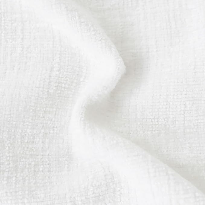CaliTime Throw Pillow Covers Decorative 22 X 22 Inches Pack of 2 Cotton Thread Stitching Edges Solid Dyed Soft Chenille Cushion Cases for Couch Sofa Bed Living Room Farmhouse True White