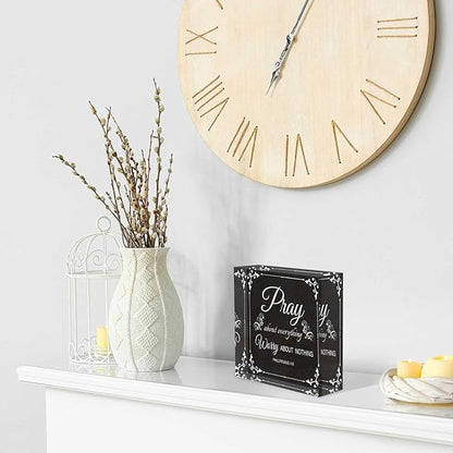 Acrylic Crystal Decoration Pray About Everything Worry About Nothing Inspirational Desk Decor - Meaningful Presents for Women - Presents for Mom Sister Teacher 4x4inch