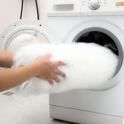 Faux Fur Rug Sheepskin Fuzzy Rug Super Soft Fluffy Plush Area Rug Bedroom Floor Children's Room Sofa Cushion Living Room Bedside Rugs (White,3×3 ft Rotund)