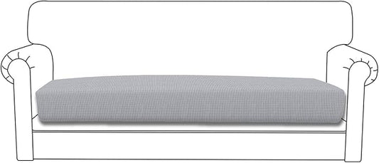 Easy-Going Stretch Cushion Cover Sofa Cushion Furniture Protector Sofa Seat Sofa Slipcover Sofa Cover Soft Flexibility with Elastic Bottom(Oversized Sofa Cushion, Silver Gray)