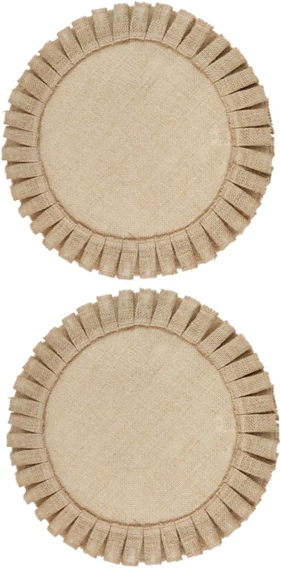 2Pcs Round Woven Jute Placemats Heat-Resistant Insulated Dining Table Mats with Rustic Pastoral Design for Kitchen and Party Decor