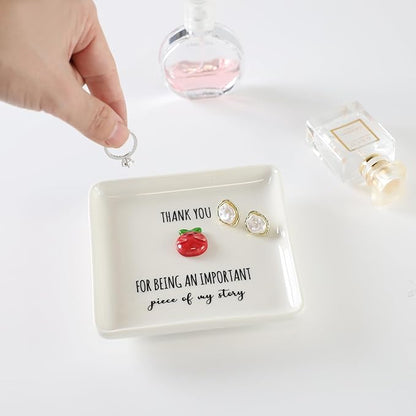 HOME SMILE Gifts for Women Teacher Christmas Ring Dish Jewelry Tray-Graduation Appreciation Thank You School Gifts for Students Teachers Women,Stocking Stuffers for Teacher under 10