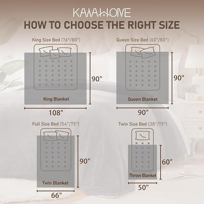 KAWAHOME Sherpa Fleece King Size Blanket for Bed - Extra Warm and Heavy Thick Blankets for Winter, Super Soft 500GSM Plush Blanket, 108" X 90" Brown