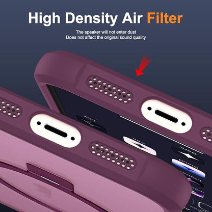 Compatible with iPhone 16E Case with Invisible Magnetic O-Ring Stand Military-Grade Translucent Case for iPhone 16E 6.1" 2025 [Compatible with Mag-Safe][Great Grip Feeling], Wine Red