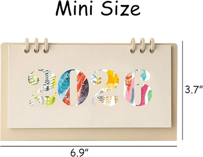 2026 Mini Desk Calendar Desktop Schedule Planner Calendar 6.9" x 3.7" - Khaki (Oct. 2025 to Dec. 2026)