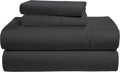 LANE LINEN 100% Egyptian Cotton Queen Sheets, Long Staple Mercerized Cotton No Pill Fade Resistant Silky Sateen Weave for Soft & Comfy Good Night Sleep, Deep Pocket Fits 15" Mattress - Moonless Night