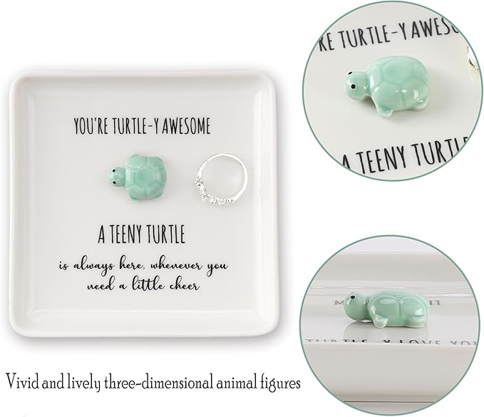 HOME SMILE Turtle Ring Dish Tray- Birthday Gifts for Women Friends Mothers Day Graduation Teacher Appreciation Retirement Christmas,You're Turtley Awesome