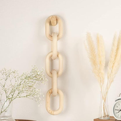 ERINGOGO Wooden Five-Link Chain Hanging Ornament Small Rustic Handmade Wood Wall Decor for Living Room Home Pendant Boho Farmhouse Style