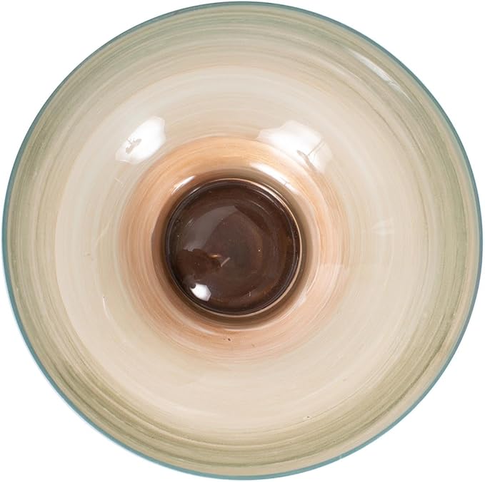 Howard Elliott Multicolor Capri Stripe Glass Bowl for Home & Table Centerpiece Decor, Modern Abstract Ombre Design Glass Bowl for Living Room, Bedroom & Hallway Centerpiece, 5.25 x 10 x 10 Inch