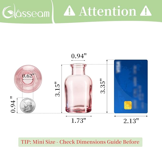 Glasseam Mini Bud Vases in Bulk 40: Colored Small Flower Vases for Centerpieces Cute Tiny Glass Vase for Flowers Modern Decorative Wedding Table Centerpiece for Dining Room Decor